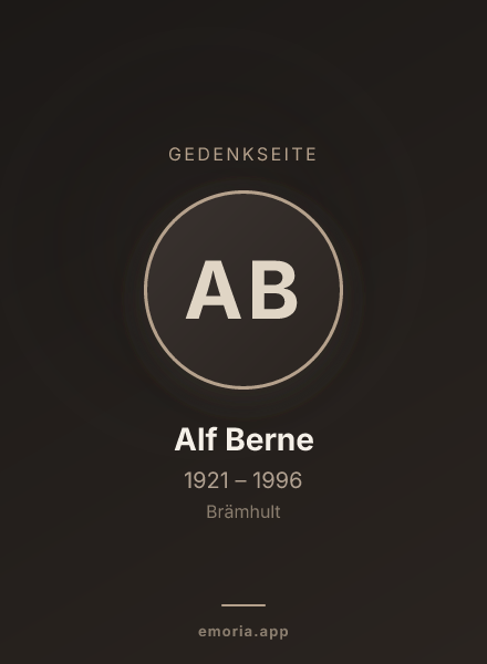Gedenkportrait von Alf Berne