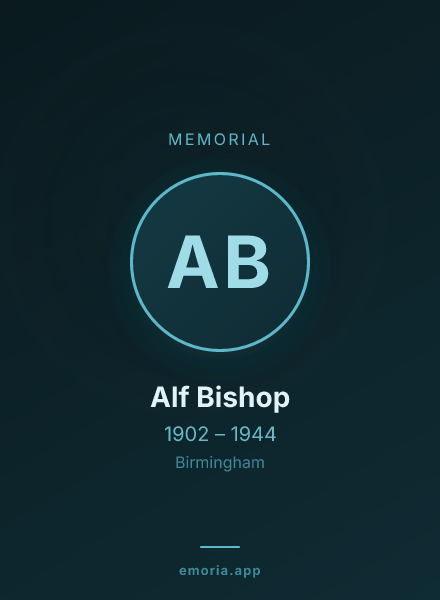 Memorial portrait of Alf Bishop
