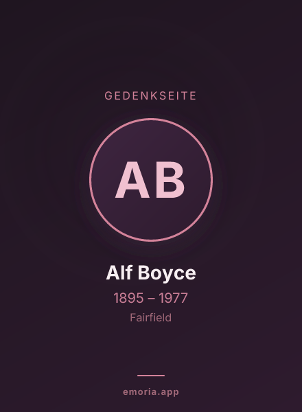Gedenkportrait von Alf Boyce
