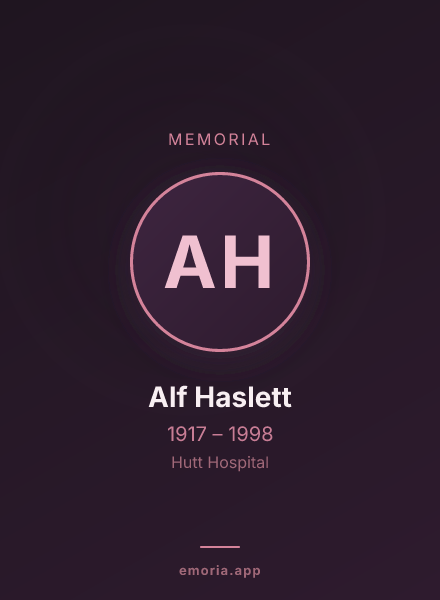 Memorial portrait of Alf Haslett