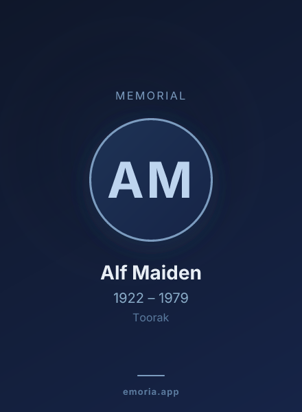 Memorial portrait of Alf Maiden