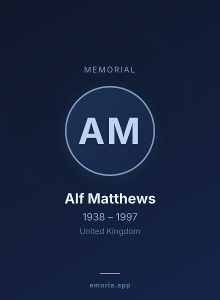 Memorial portrait of Alf Matthews