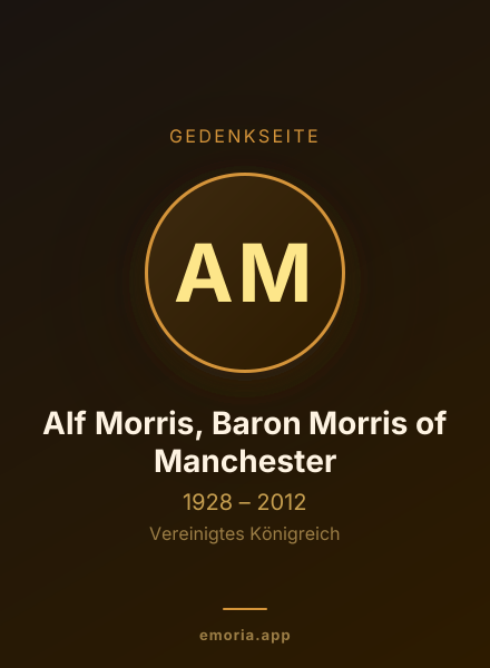 Gedenkportrait von Alf Morris, Baron Morris of Manchester