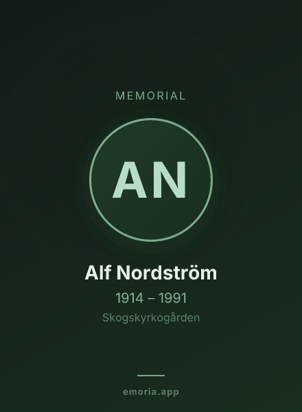 Memorial portrait of Alf Nordström