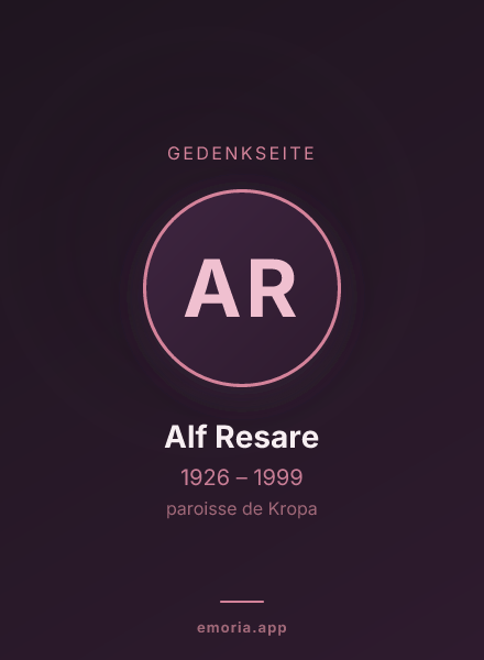 Gedenkportrait von Alf Resare