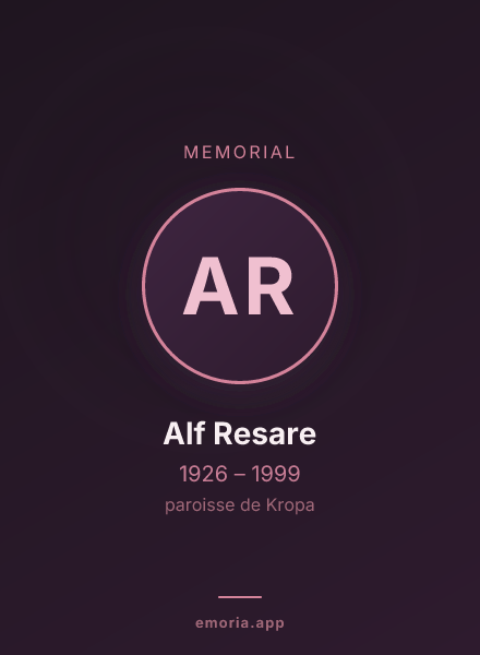 Memorial portrait of Alf Resare