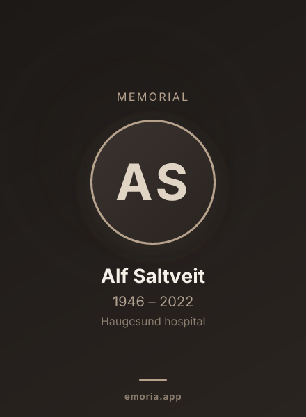 Memorial portrait of Alf Saltveit