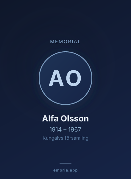 Memorial portrait of Alfa Olsson