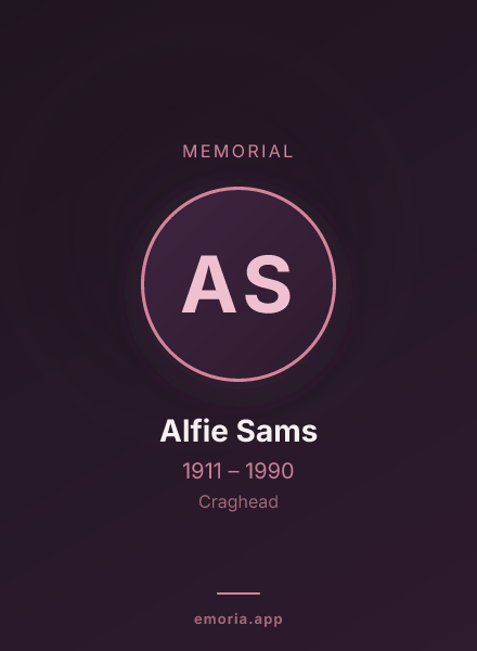 Memorial portrait of Alfie Sams
