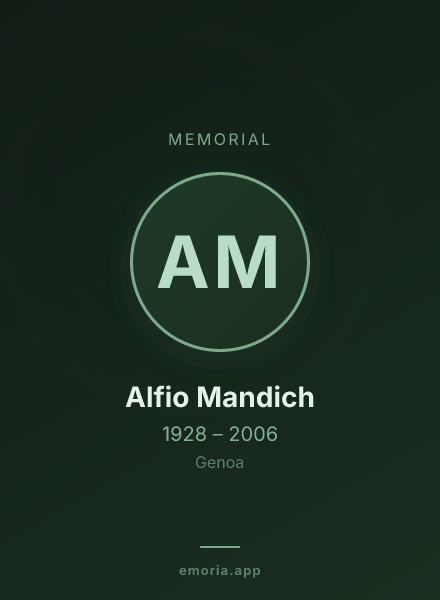 Memorial portrait of Alfio Mandich