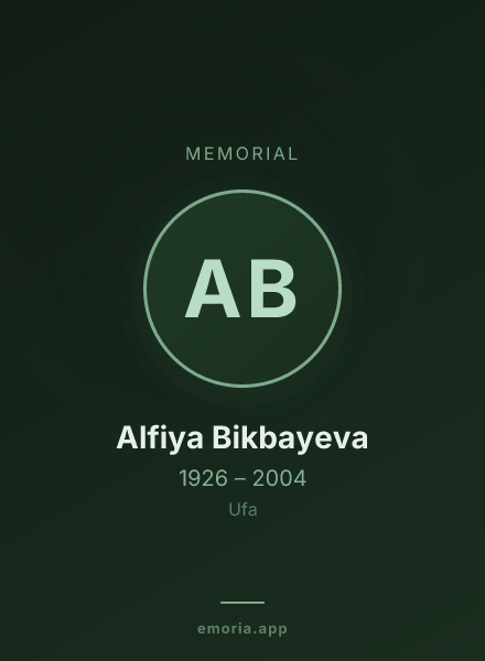 Memorial portrait of Alfiya Bikbayeva