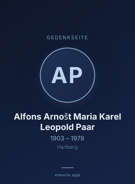 Gedenkportrait von Alfons Arnošt Maria Karel Leopold Paar