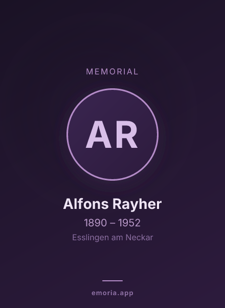 Memorial portrait of Alfons Rayher