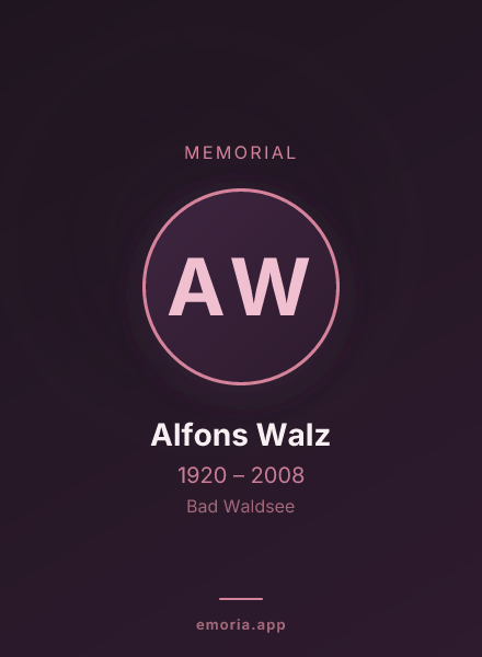 Memorial portrait of Alfons Walz