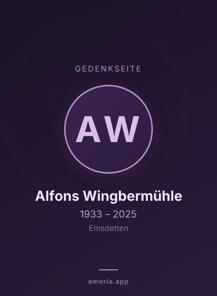 Gedenkportrait von Alfons Wingbermühle