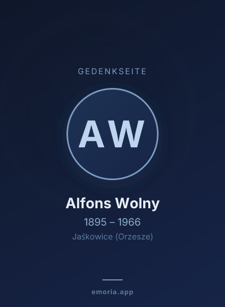 Gedenkportrait von Alfons Wolny