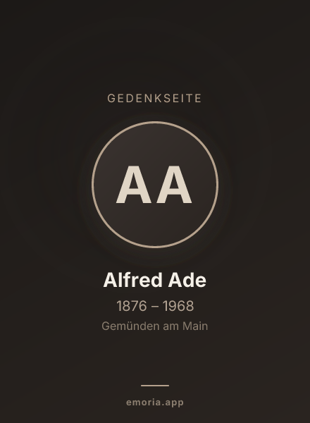 Gedenkportrait von Alfred Ade