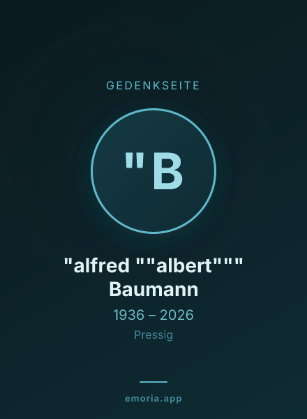 Gedenkportrait von "alfred ""albert""" Baumann