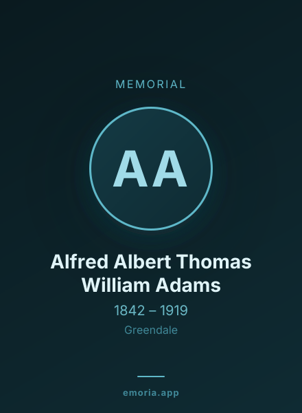 Memorial portrait of Alfred Albert Thomas William Adams