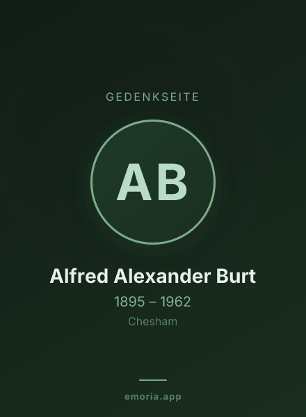 Gedenkportrait von Alfred Alexander Burt
