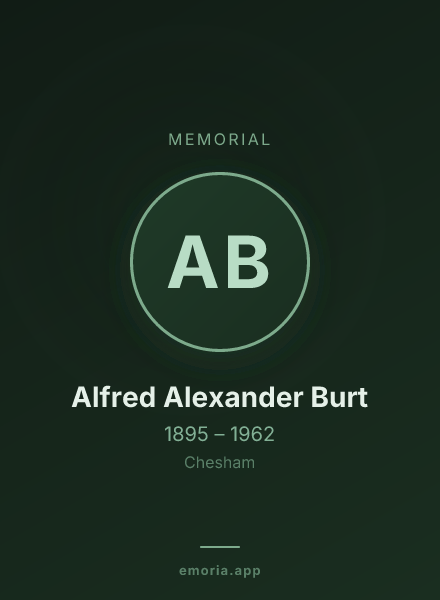 Memorial portrait of Alfred Alexander Burt