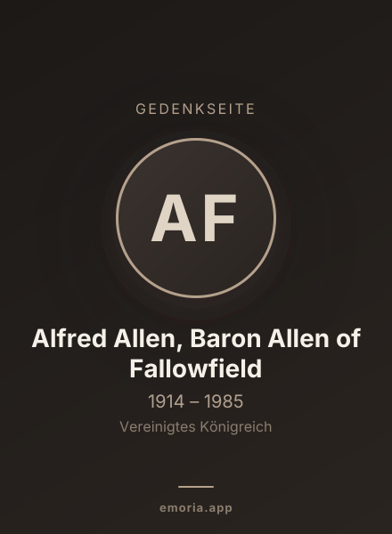 Gedenkportrait von Alfred Allen, Baron Allen of Fallowfield