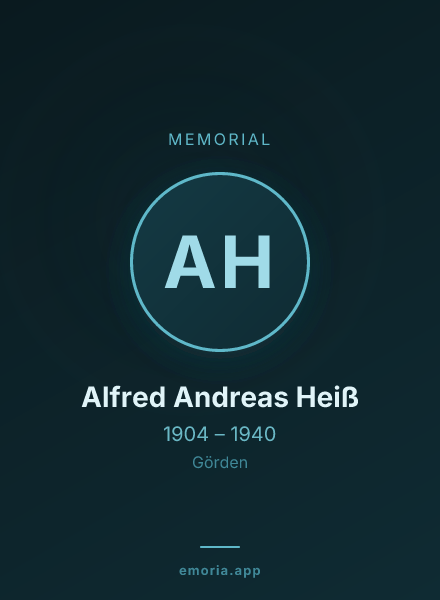 Memorial portrait of Alfred Andreas Heiß