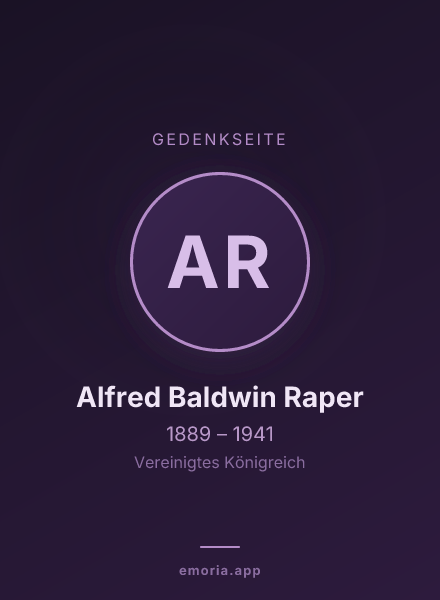 Gedenkportrait von Alfred Baldwin Raper