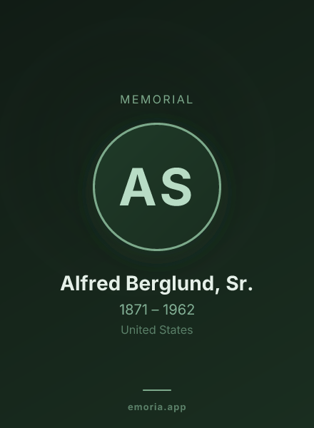 Memorial portrait of Alfred Berglund, Sr.