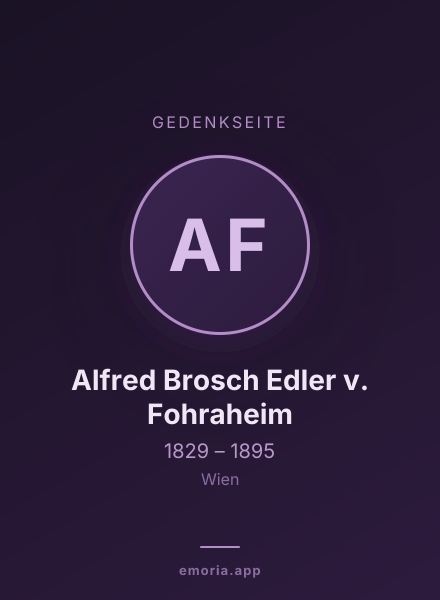 Gedenkportrait von Alfred Brosch Edler v. Fohraheim