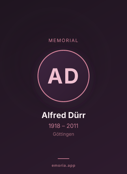 Memorial portrait of Alfred Dürr