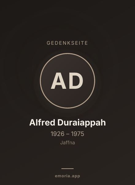 Gedenkportrait von Alfred Duraiappah