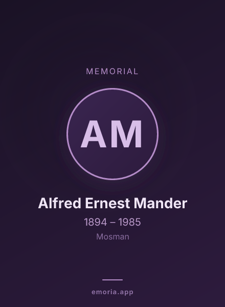 Memorial portrait of Alfred Ernest Mander