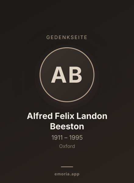 Gedenkportrait von Alfred Felix Landon Beeston