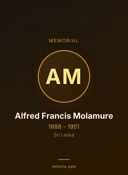 Memorial portrait of Alfred Francis Molamure