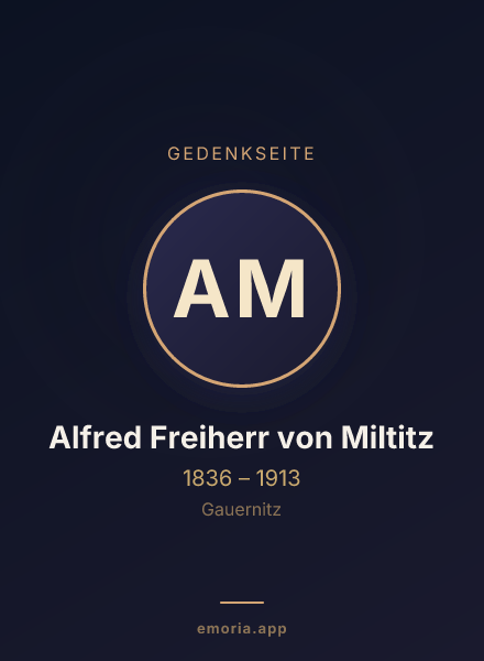 Gedenkportrait von Alfred Freiherr von Miltitz