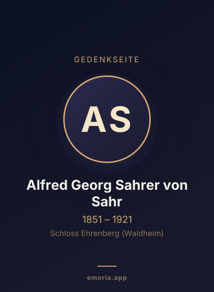 Gedenkportrait von Alfred Georg Sahrer von Sahr