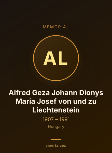 Memorial portrait of Alfred Geza Johann Dionys Maria Josef von und zu Liechtenstein