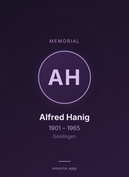 Memorial portrait of Alfred Hanig