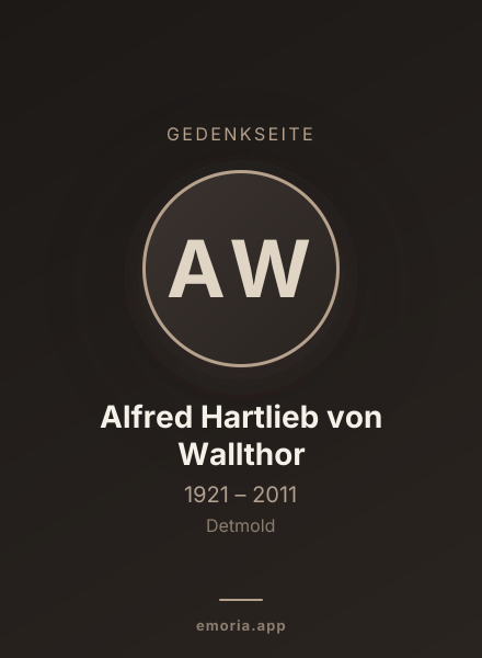 Gedenkportrait von Alfred Hartlieb von Wallthor