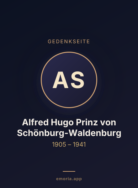 Gedenkportrait von Alfred Hugo Prinz von Schönburg-Waldenburg