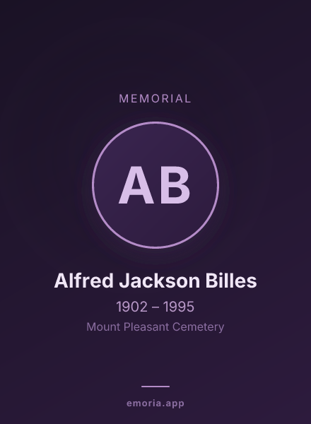 Memorial portrait of Alfred Jackson Billes