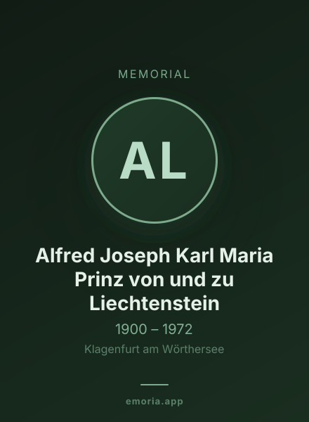 Memorial portrait of Alfred Joseph Karl Maria Prinz von und zu Liechtenstein
