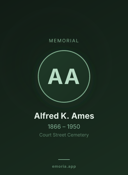 Memorial portrait of Alfred K. Ames