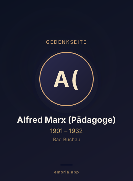 Gedenkportrait von Alfred Marx (Pädagoge)