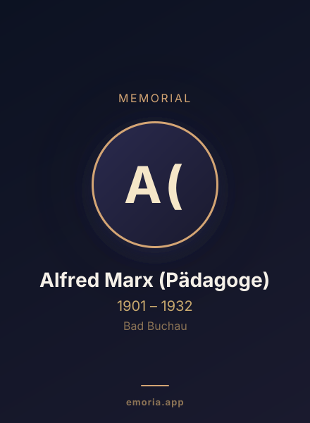 Memorial portrait of Alfred Marx (Pädagoge)