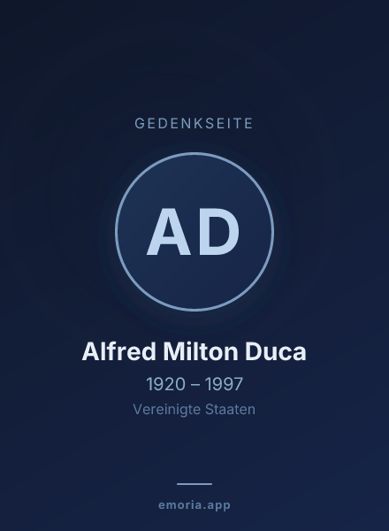 Gedenkportrait von Alfred Milton Duca