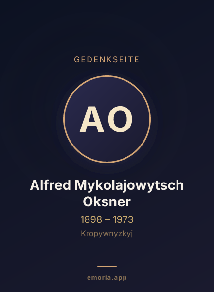 Gedenkportrait von Alfred Mykolajowytsch Oksner