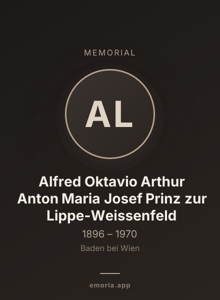 Memorial portrait of Alfred Oktavio Arthur Anton Maria Josef Prinz zur Lippe-Weissenfeld