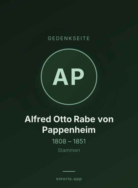 Gedenkportrait von Alfred Otto Rabe von Pappenheim